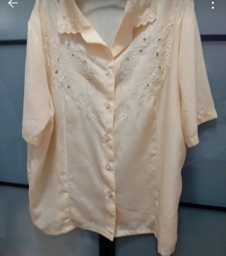 Blusa Beige con Bordados Talla 5XL
