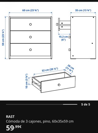 Cómoda RAST Ikea de madera