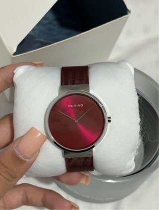 Reloj Bering Unisex Rojo/Plateado Nuevo
