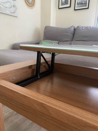 Mesa de centro elevable madera y cristal