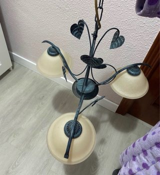 Lámpara de techo y lámpara de mesita de forja