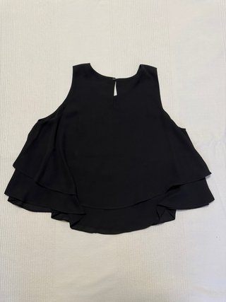 Blusa Zara volantes tirantes negra talla única