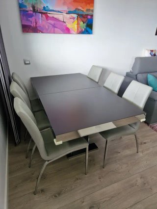 Mesa de Cerámica Extensible 160x90 y 6 Sillas