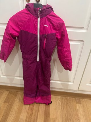 Mono de nieve infantil rosa y morado