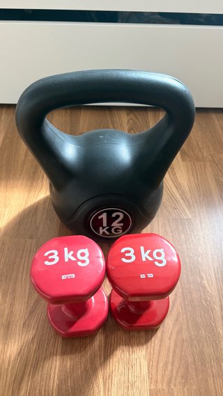 Kettlebell 12kg y 2  Mancuernas 3kg Pesa rusa