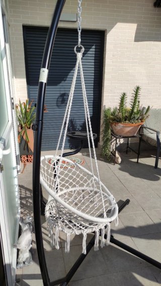 Silla Colgante de Jardín Blanca con estructura