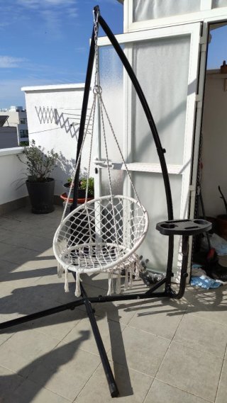 Silla Colgante de Jardín Blanca con estructura