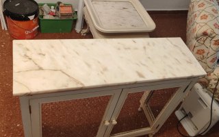 Cubre Radiador madera envejecida tapa mármol