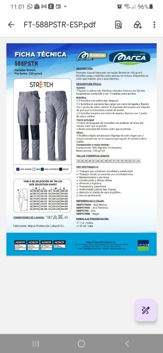 Lote 4 Pantalones  de trabajo MARCA Stretch