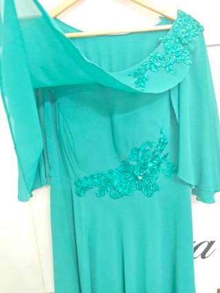 Vestido de fiesta largo color agua marina