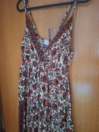 Vestido largo estampado seda