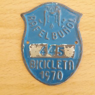 CHAPA MATRICULA BICICLETA RAFELBUÑOL