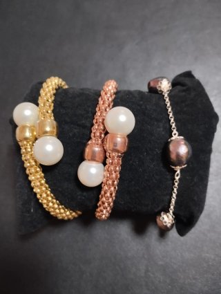 Pulseras Perlas chapado oro/rosa y perlas cultiva