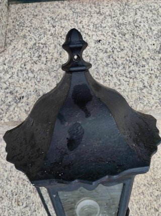 Foco pared exterior negro metal y cristal