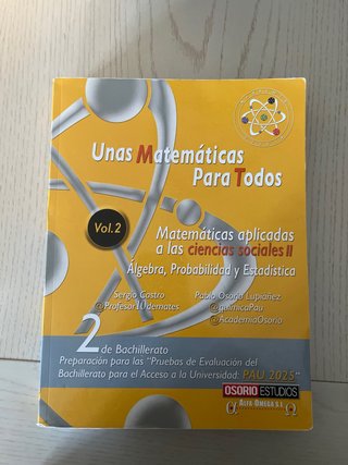 Unas matematicas para todos. Ciencias sociales II.