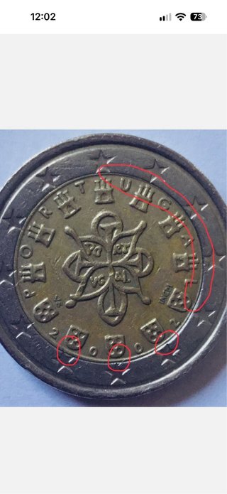 Moneda 2€ Portugal 2002 error de acuñacion
