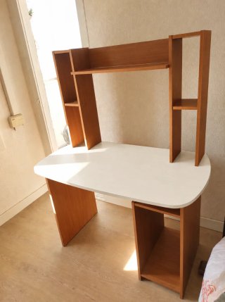 Escritorio con estantería Blanco y Madera