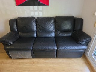 Sofá Natuzzi 3 plazas relax piel negro