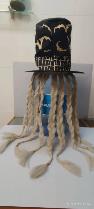 Sombrero Bruja Halloween con Trenzas Largas