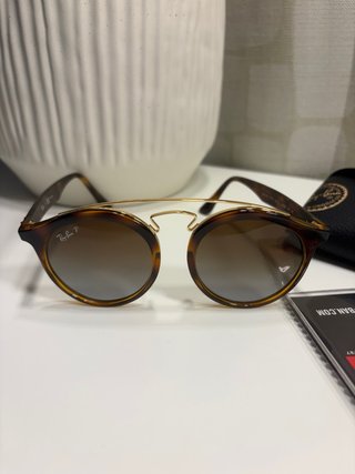 Gafas Ray-Ban Polarizadas Redondas Marrones/Dorada