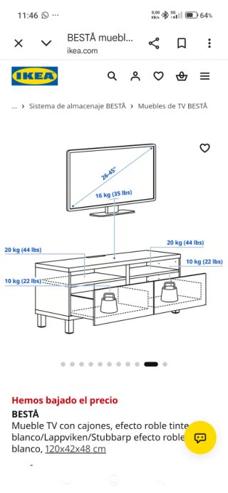 Mueble TV Ikea BESTÅ 1,2m