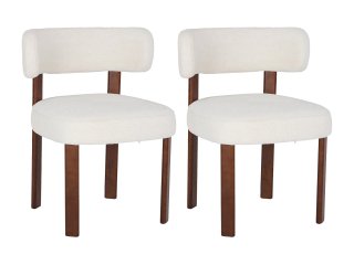 Set di 2 Sedie da Pranzo in Legno e Tessuto Beige (Nuovo)