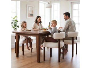 Set di 2 Sedie da Pranzo in Legno e Tessuto Beige (Nuovo)