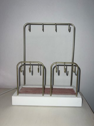Joyero organizador dorado y rosa