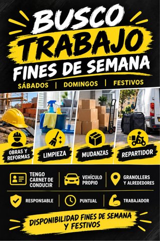 Busco trabajo fines de semanas
