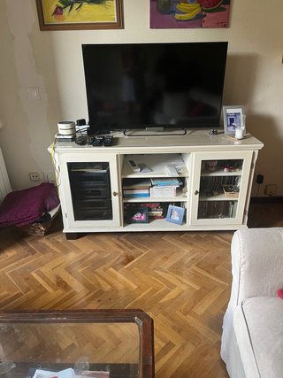 Mueble TV madera y cristal