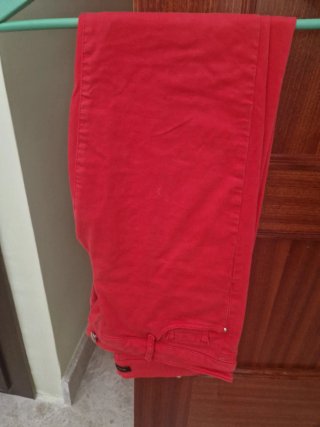 Pantalón Skin Massimo Dutti Rojo