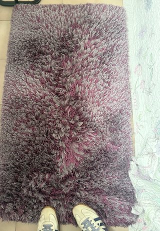 Alfombra Shaggy Dormitorio Morado y Gris