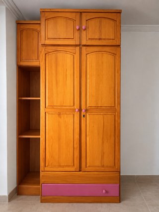 Armario de madera con estantería