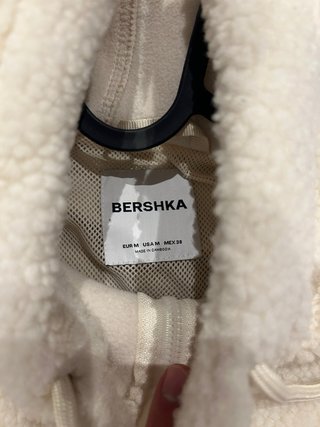 Chaqueta Polar con Capucha Blanco y Beige
