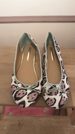 Manoletinas leopardo beige y turquesa