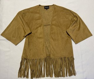 Chaqueta ante flecos marrón boho Stradivarius