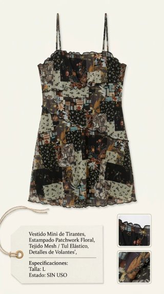 Vestido Corto Patchwork Floral Talla L