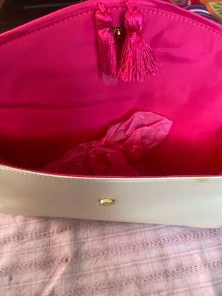 Bolso de mano Escada beige y rosa