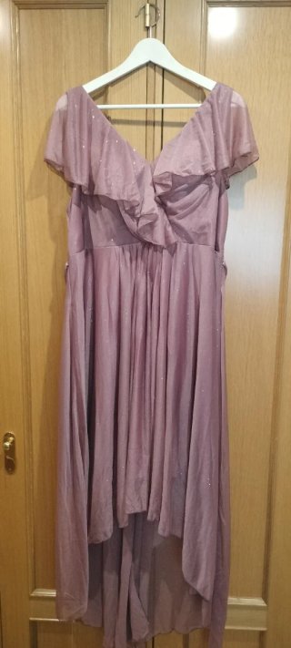 Vestido Malva con Destellos Plateados Talla XL