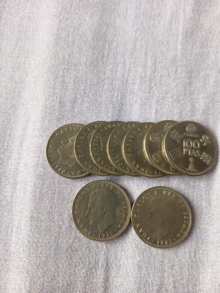 9 Monedas 100 Pesetas (2x1975, 7x1980)