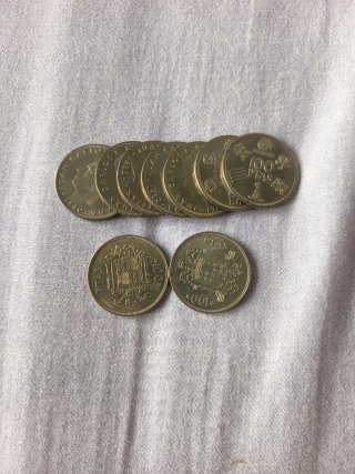 9 Monedas 100 Pesetas (2x1975, 7x1980)