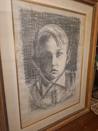 Cuadro.  Fornes L . 1956 al Carboncillo - Retrato