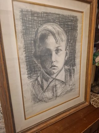 Cuadro.  Fornes L . 1956 al Carboncillo - Retrato