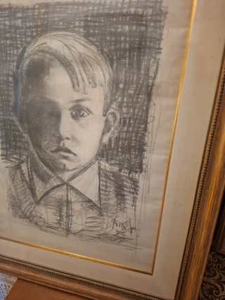 Cuadro.  Fornes L . 1956 al Carboncillo - Retrato