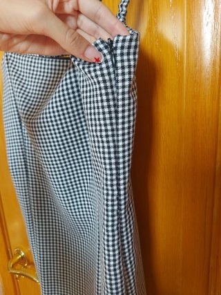 Vestido cuadros vichy negro y blanco de tirantes