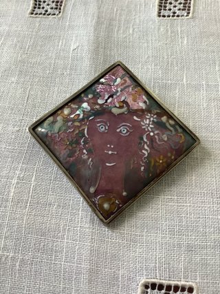 Colgante y broche plata mujer