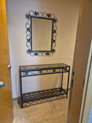 Mueble Recibidor y Espejo de Hierro Forjado