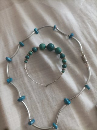Conjunto collar y pulsera plata ley
