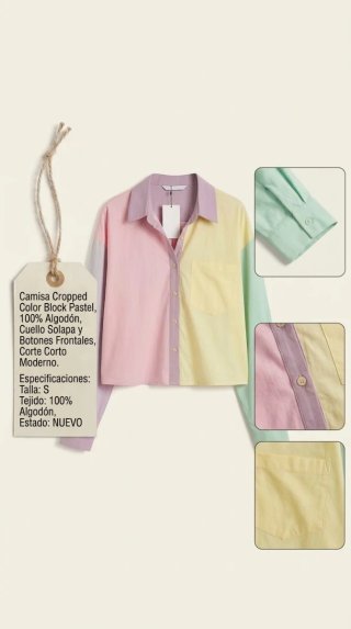 Blusa Cropped Multicolor Talla S