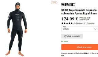 NUEVO Traje neopreno SEAC Royal 5.0 Talla L 5mm.